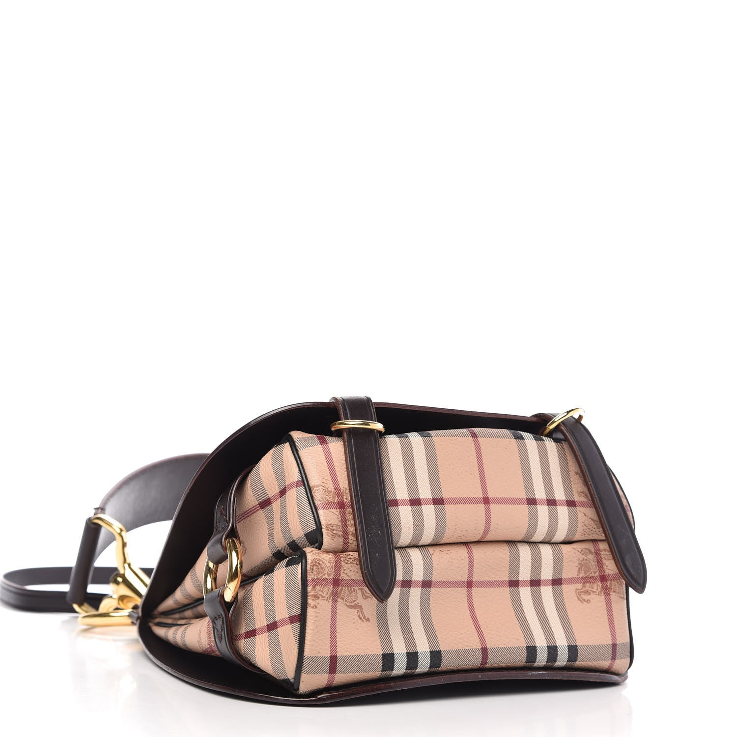 Burberry Haymarket Check Large Bridle Saddle Bag Dark Clove Brown 4 of 10