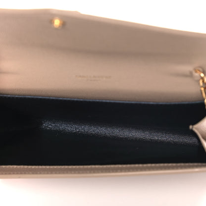 Saint Laurent Grain De Poudre Monogram Uptown Chain Wallet Dark Beige 6 of 13