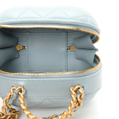 Chanel Lambskin Quilted CC Bubble Vanity Case With Chain Light Blue 5 of 13