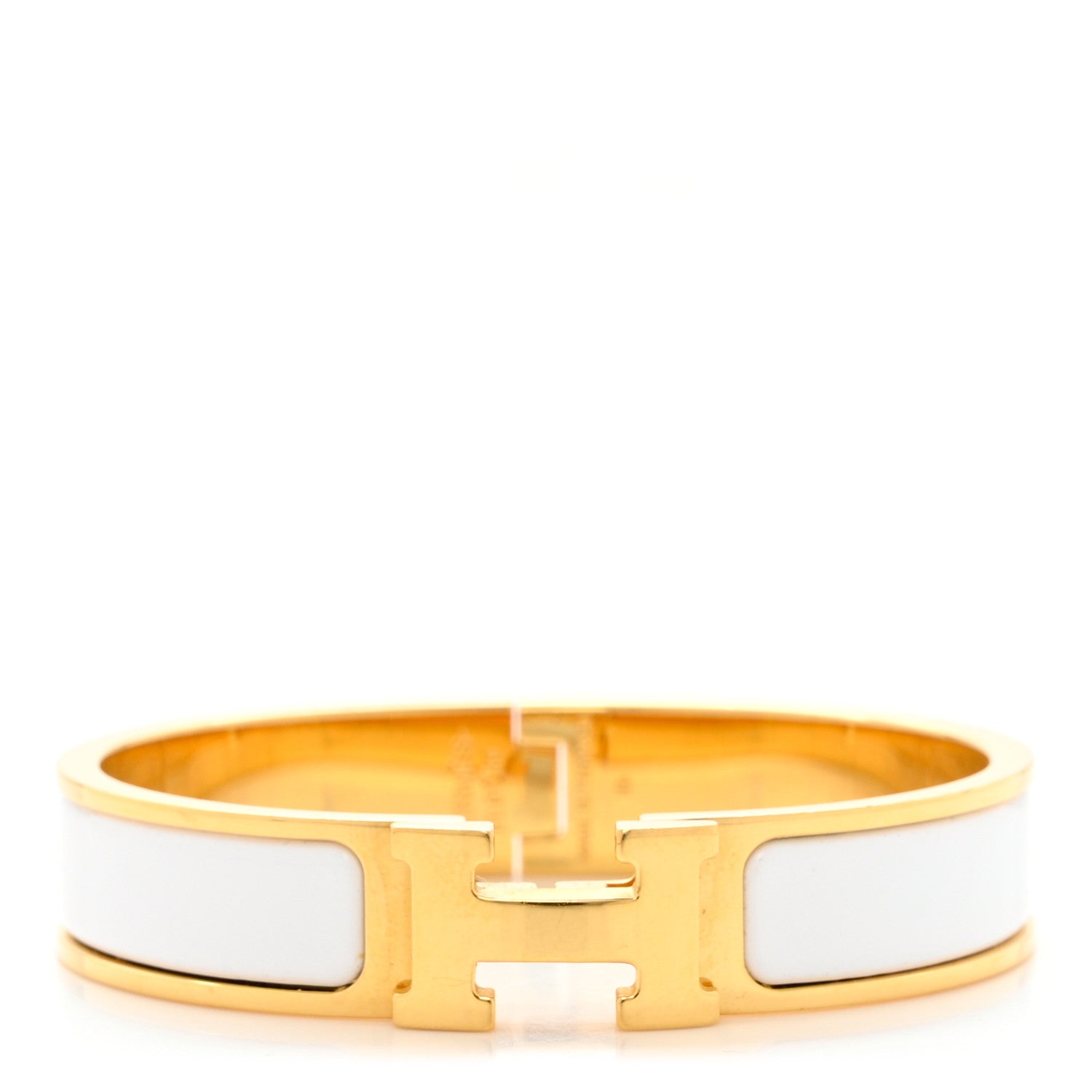 Hermes Enamel Narrow Clic Clac H Bracelet PM White 1 of 5