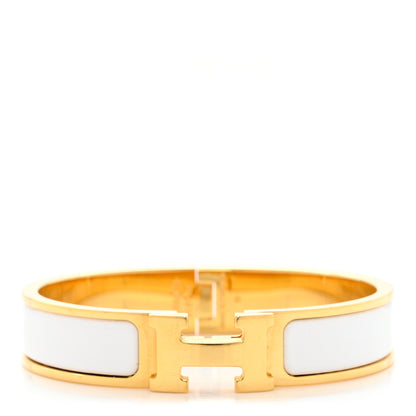 Hermes Enamel Narrow Clic Clac H Bracelet PM White 1 of 5