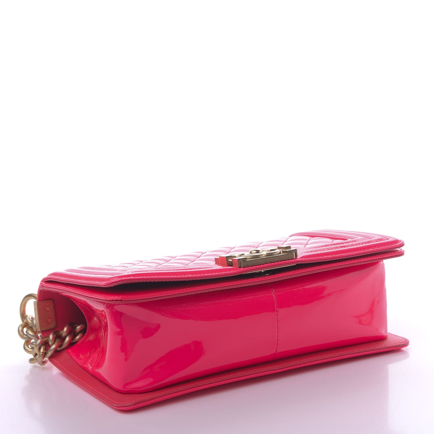 Patent Quilted Medium Boy Flap Pink