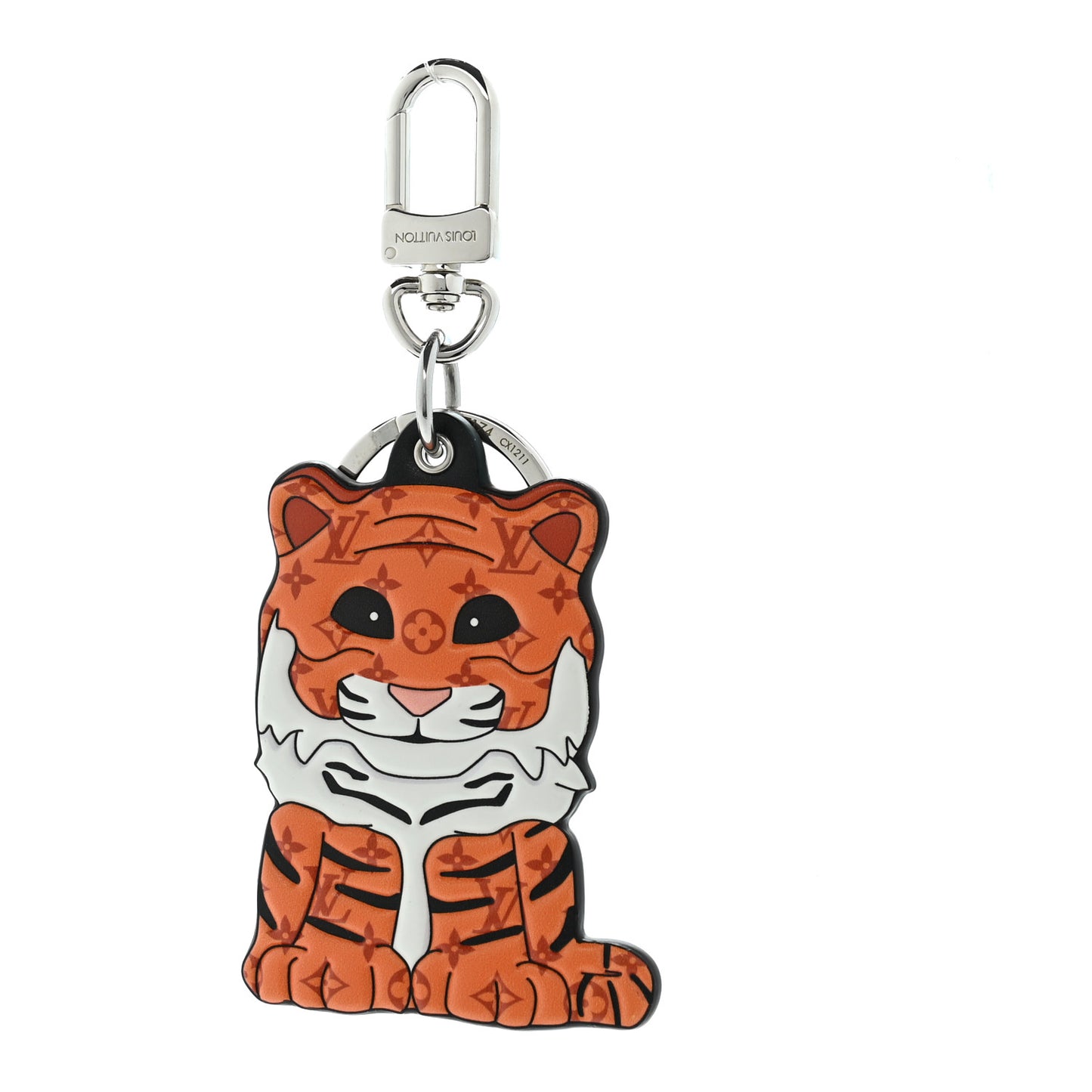 Calfskin Monogram Tiger Bag Charm Key Holder