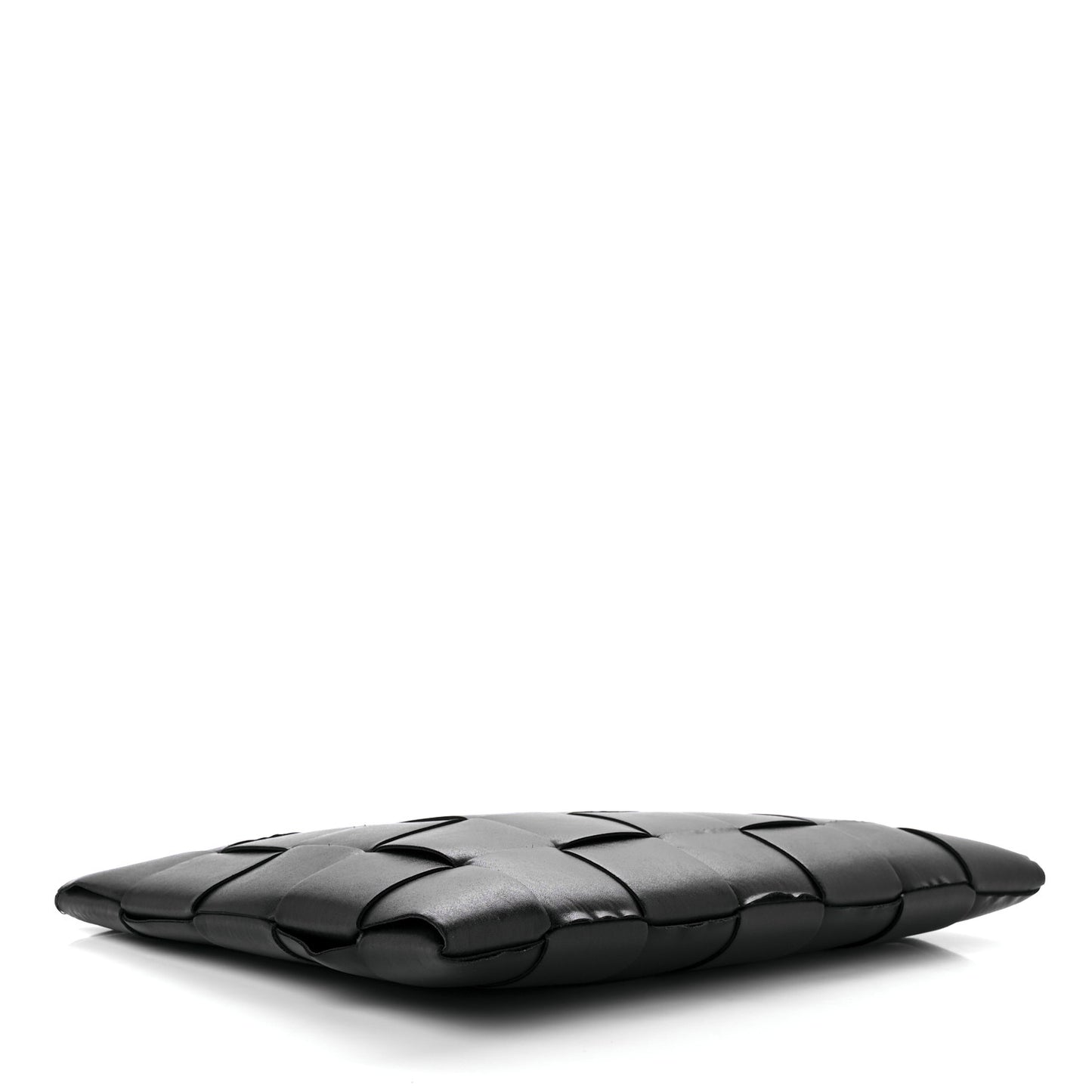 Nappa Maxi Intrecciato Medium Cassette Flat Zip Pouch Black