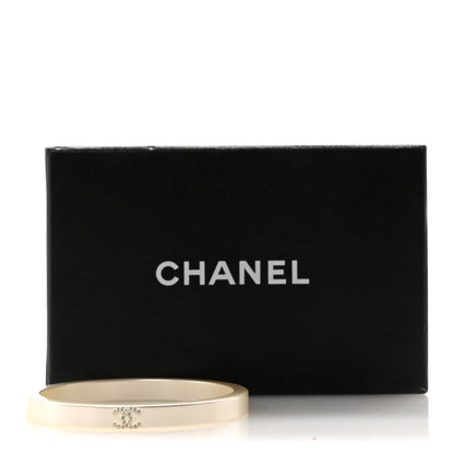 Chanel Resin Crystal CC Bangle Bracelet White 5 of 5