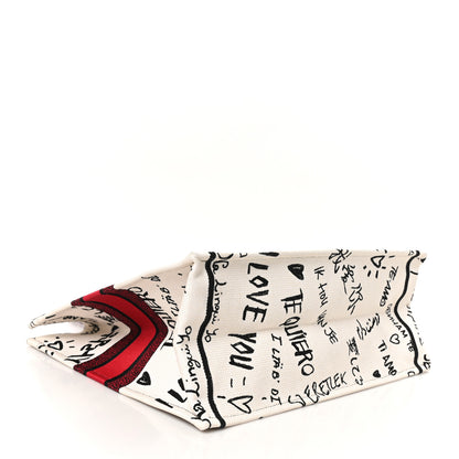 Christian Dior Canvas Embroidered Large Dioramour Graffiti Book Tote Latte Multicolor 4 of 10