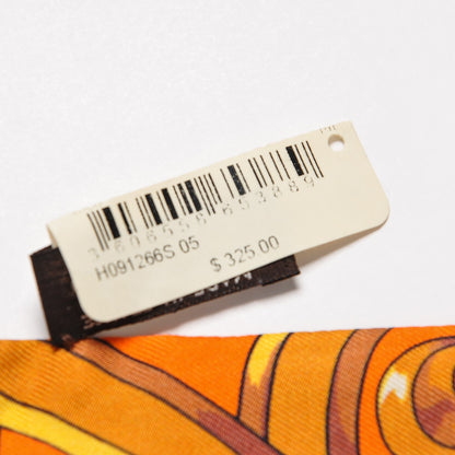 Hermes Silk Cavalcadour Maxi Twilly Orange Argile Bouton D'Or 6 of 6