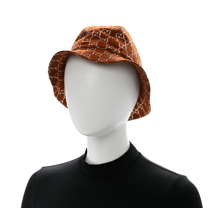 Gucci Canvas Lame GG Monogram Bucket Hat M Burnt Orange Silver 2 of 11