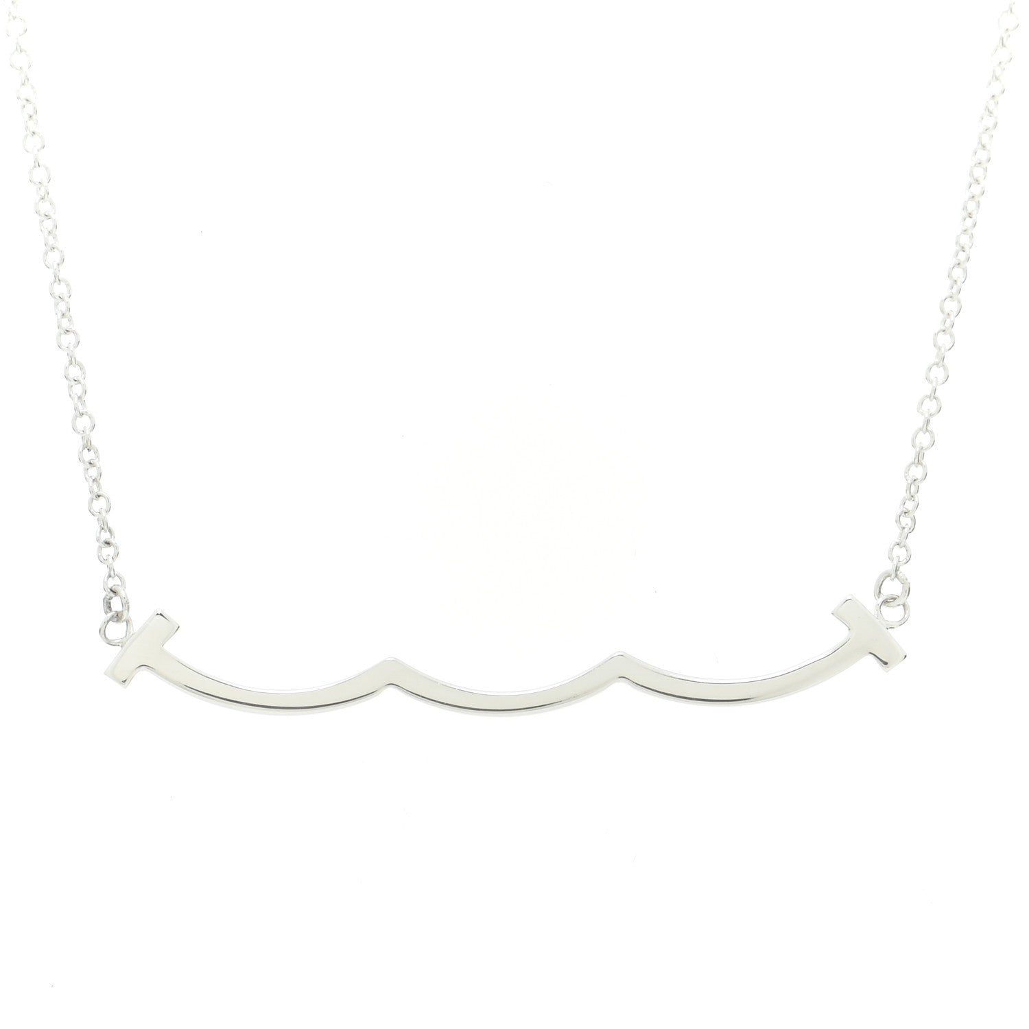 Tiffany Sterling Silver Small T Wave Pendant Necklace 4 of 6