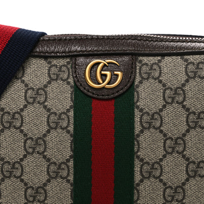 Gucci GG Supreme Monogram Textured Dollar Calfskin Web Ophidia Wristlet Shoulder Bag Beige Ebony New Acero 8 of 10