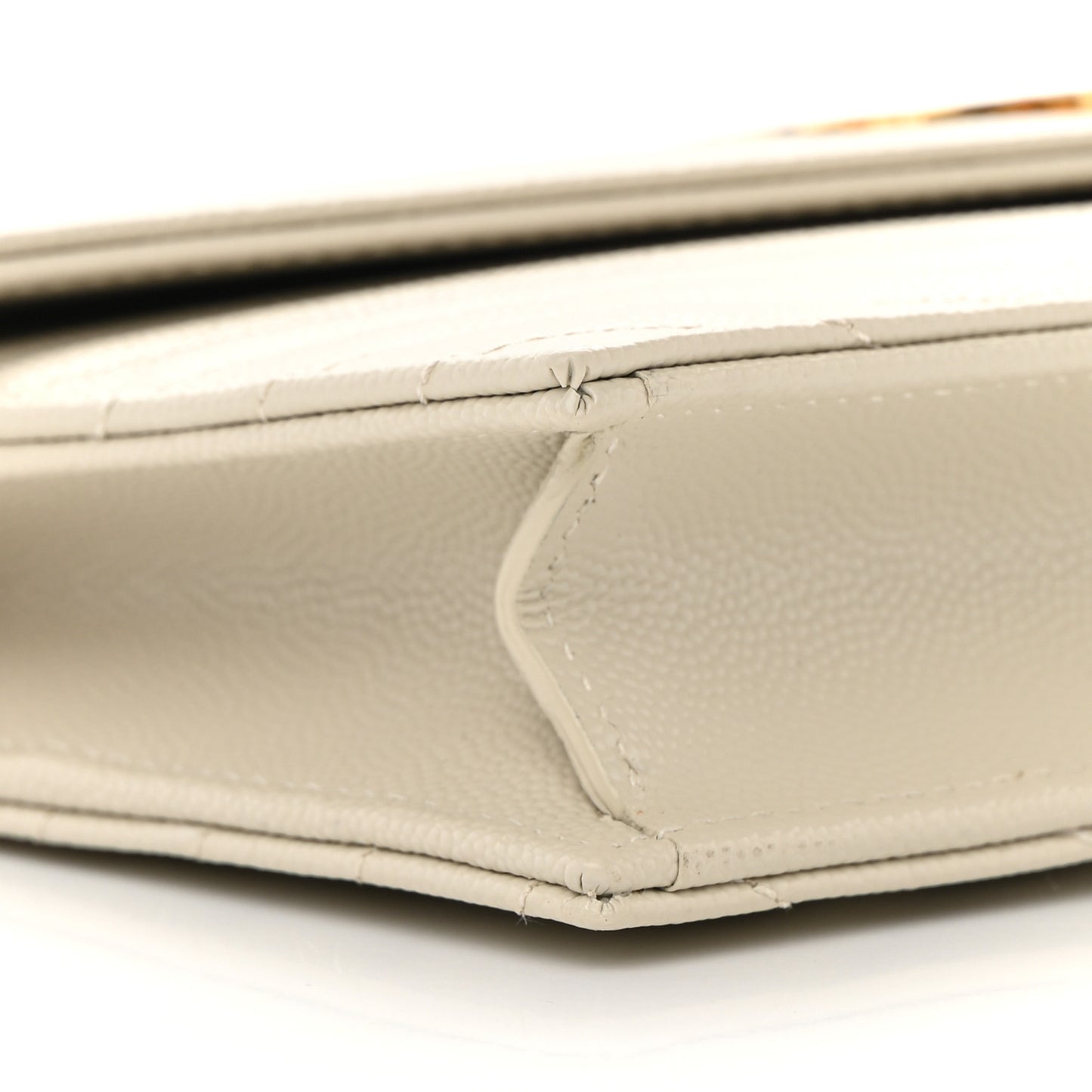 Grain De Poudre Matelasse Chevron Monogram Envelope Chain Wallet Blanc Vintage