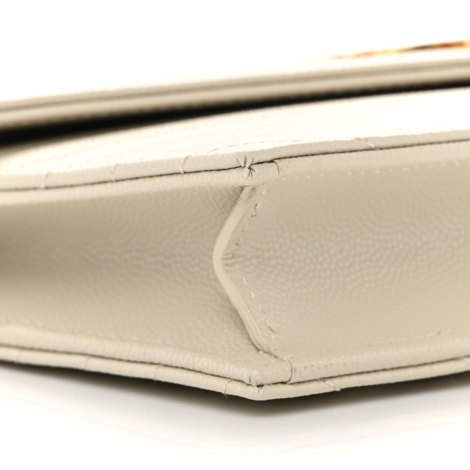 Saint Laurent Grain De Poudre Matelasse Chevron Monogram Envelope Chain Wallet Blanc Vintage 10 of 15