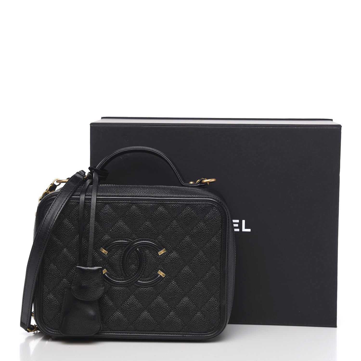 Chanel Caviar Quilted Large CC Filigree Vanity Case Navy 12 of 12