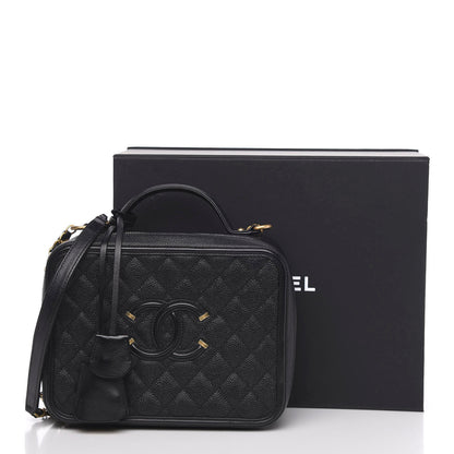 Chanel Caviar Quilted Large CC Filigree Vanity Case Navy 12 of 12