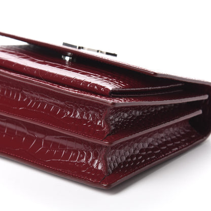 Saint Laurent Calfskin Crocodile Embossed Medium Monogram Sunset Palissandre 7 of 10