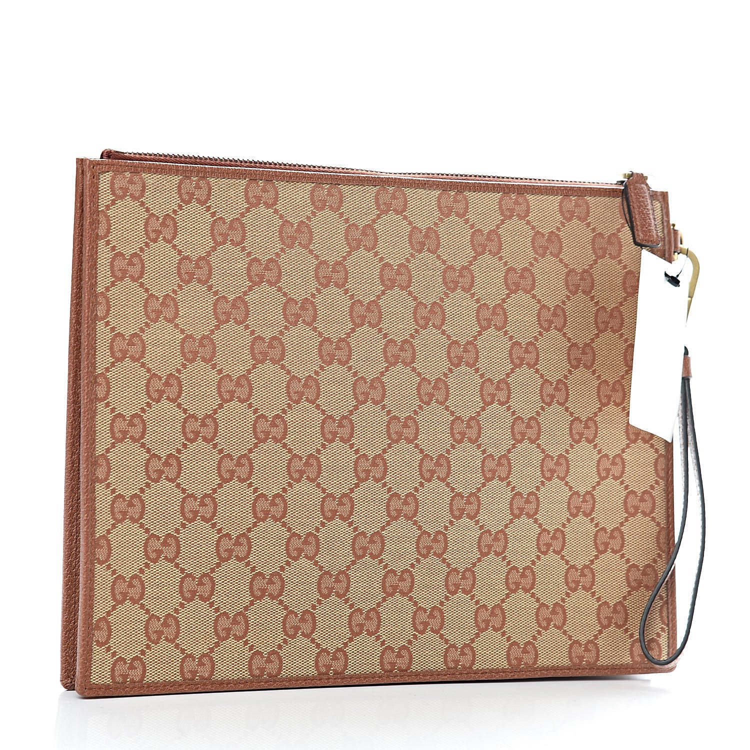 Gucci X MLB GG Monogram NY Yankees Zip Wristlet Pouch Beige Ruggine Ivory 3 of 8