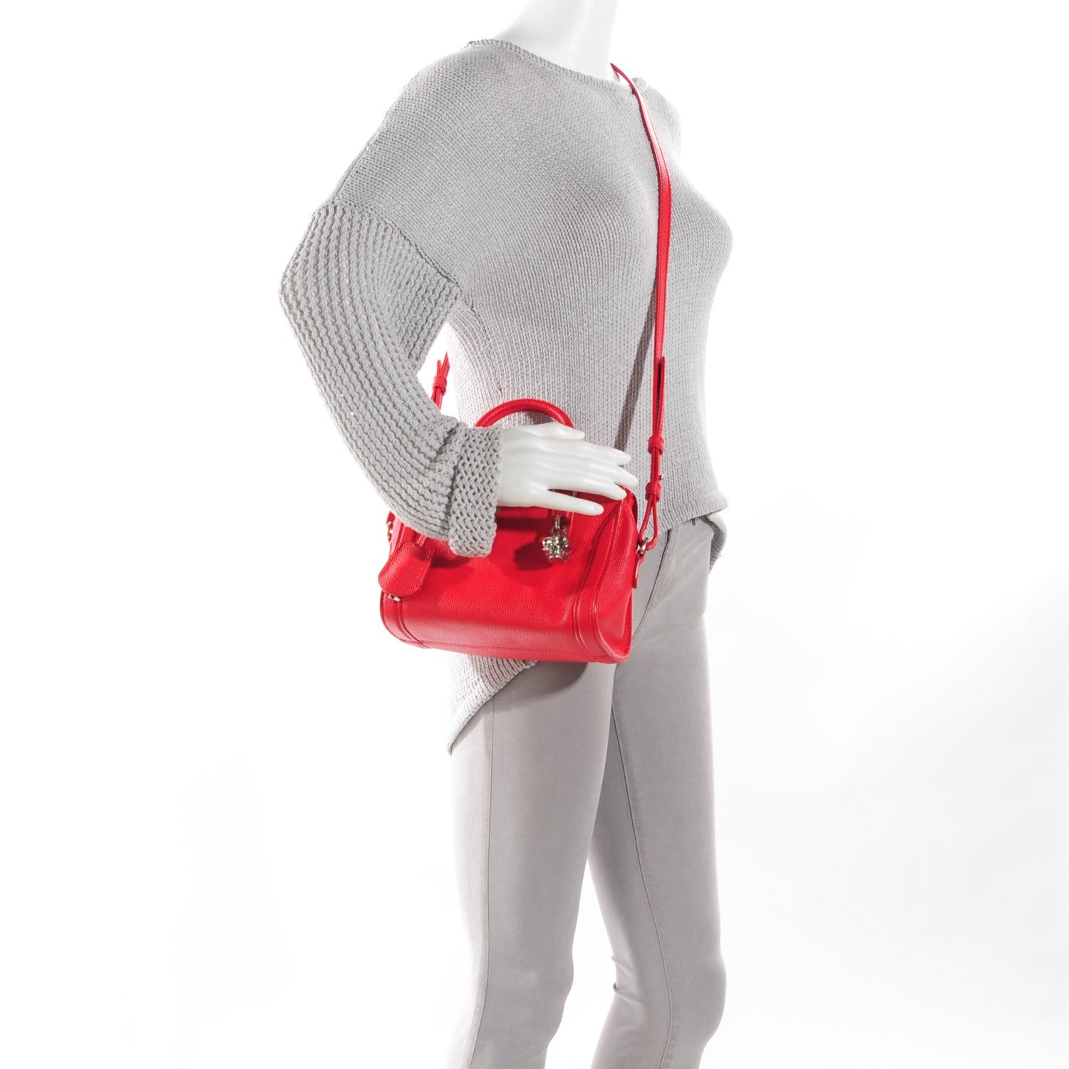 Alexander McQueen Pebbled Calfskin Mini Padlock Tote Red 2 of 9