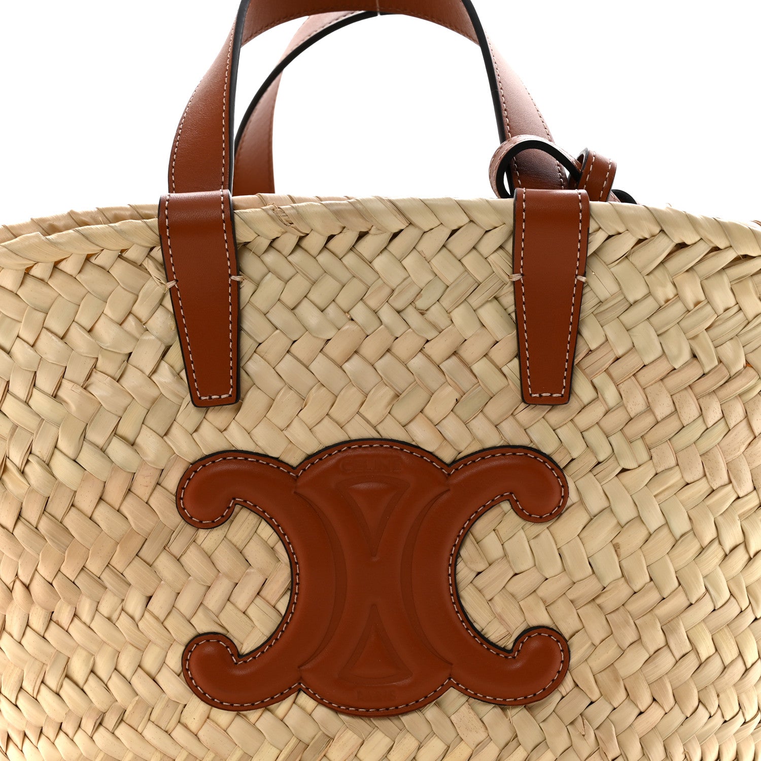 Celine Palm Leaf Calfskin Triomphe Teen Panier Tan 8 of 11