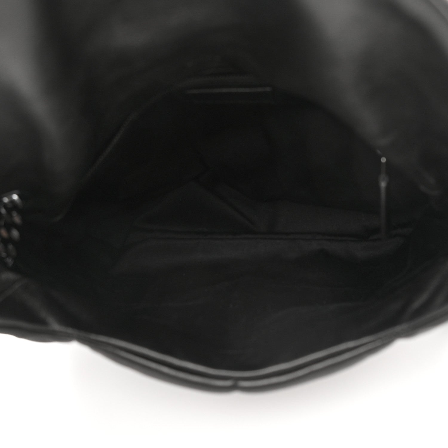Saint Laurent Lambskin Quilted Monogram Monochrome Medium Loulou Puffer Chain Satchel Black 6 of 14