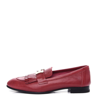 Hermes Goatskin Womens Royal Loafers 36 Rouge Tibétain 1 of 10