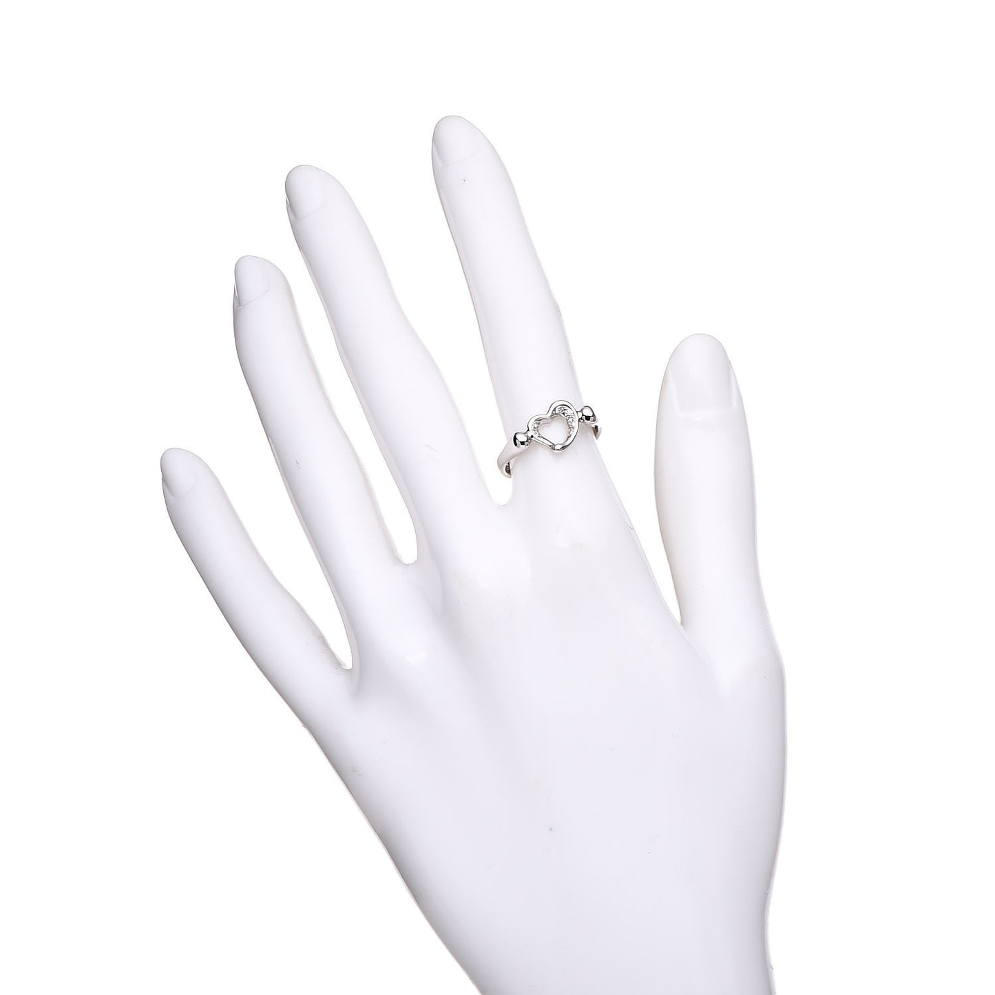 Platinum Diamond Elsa Peretti Open Heart Ring 49 4.75