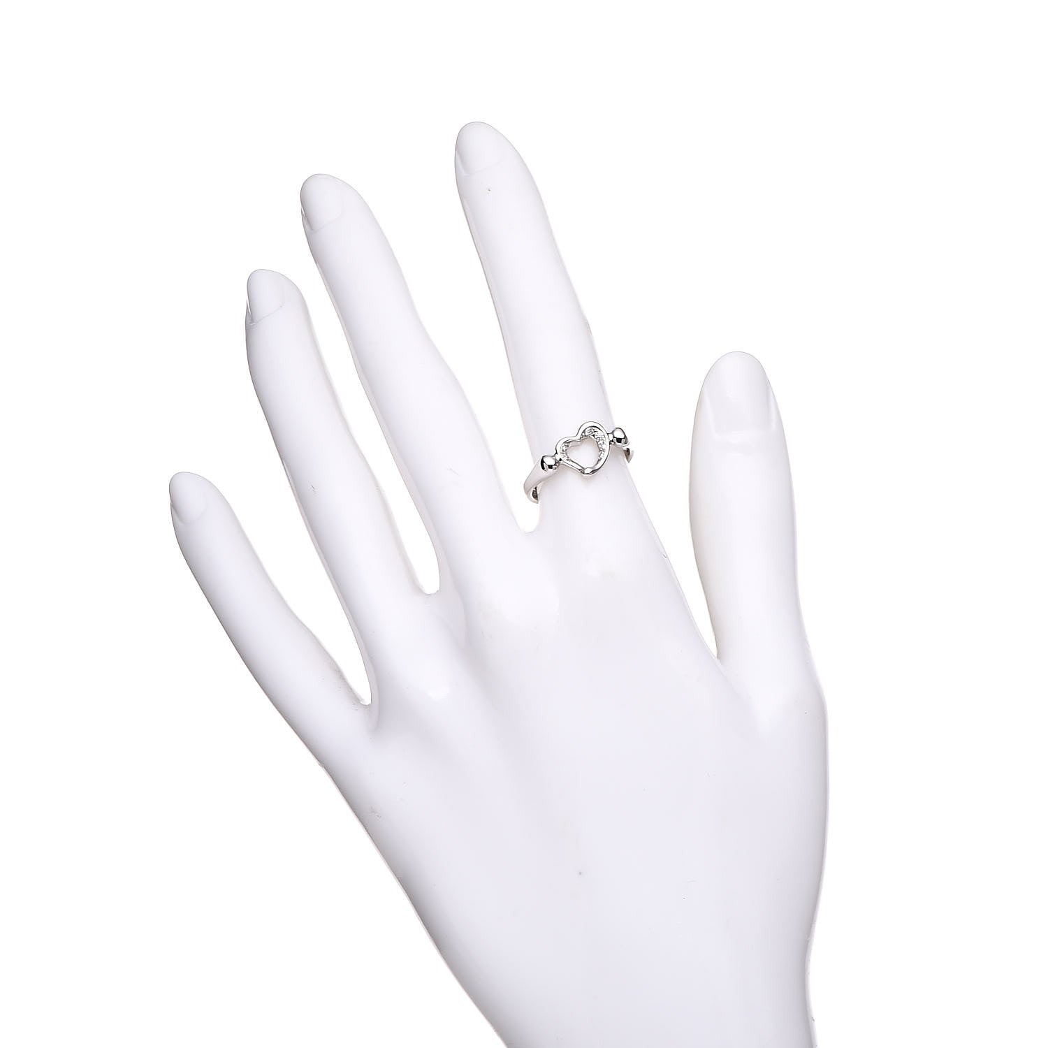 Tiffany Platinum Diamond Elsa Peretti Open Heart Ring 49 4.75 2 of 6