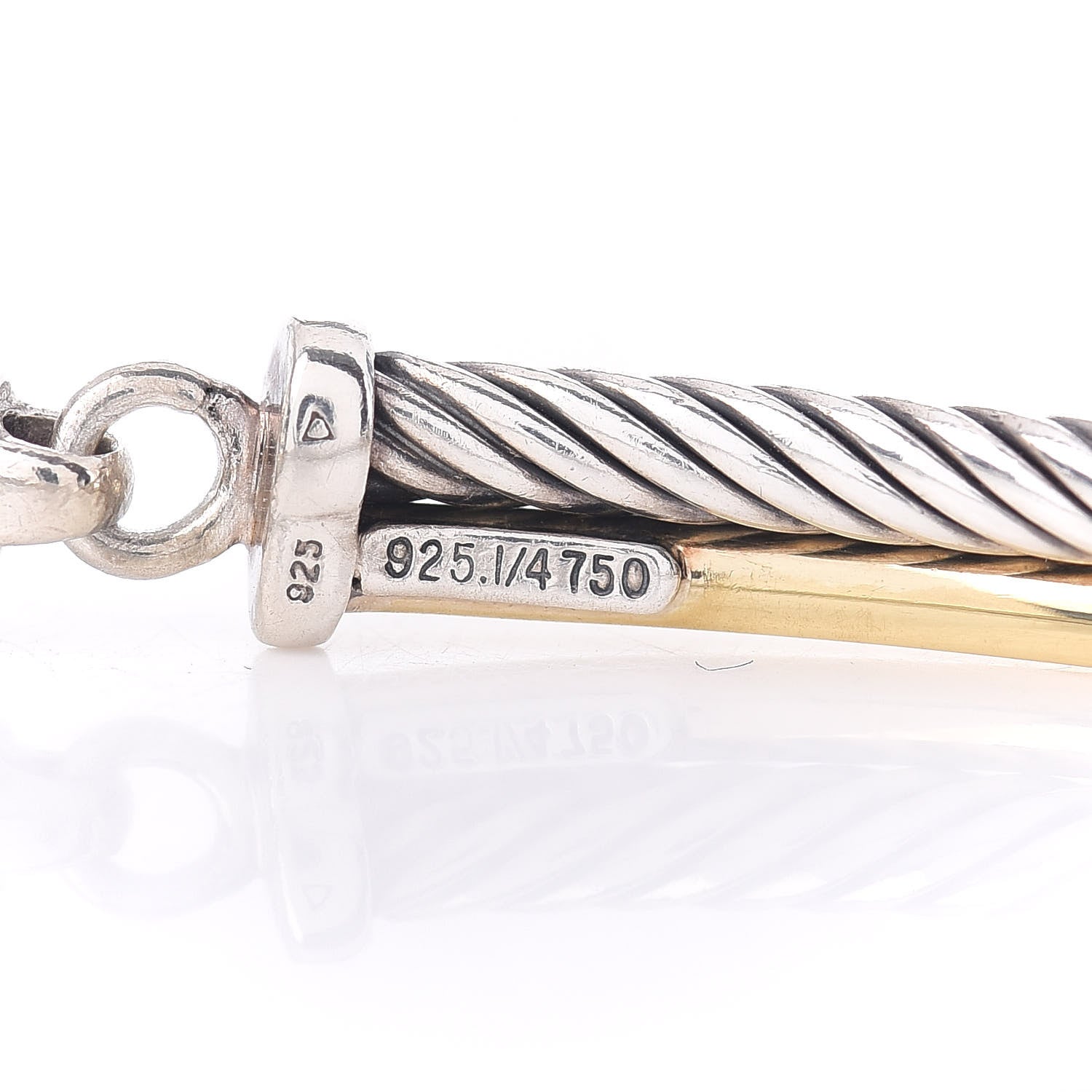 David Yurman Sterling Silver 18K Yellow Gold 3mm Crossover Bracelet 4 of 4