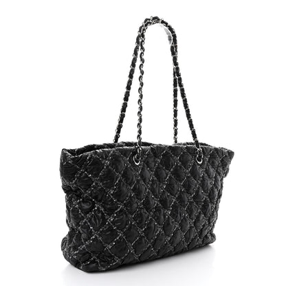 Chanel Nylon Quilted Tweed Stitch Bubble Tote Black 3 of 11