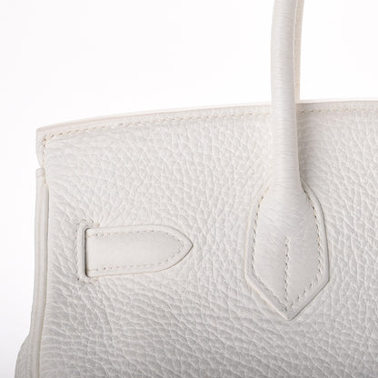 Hermes Taurillon Clemence Birkin 30 White 38 of 44