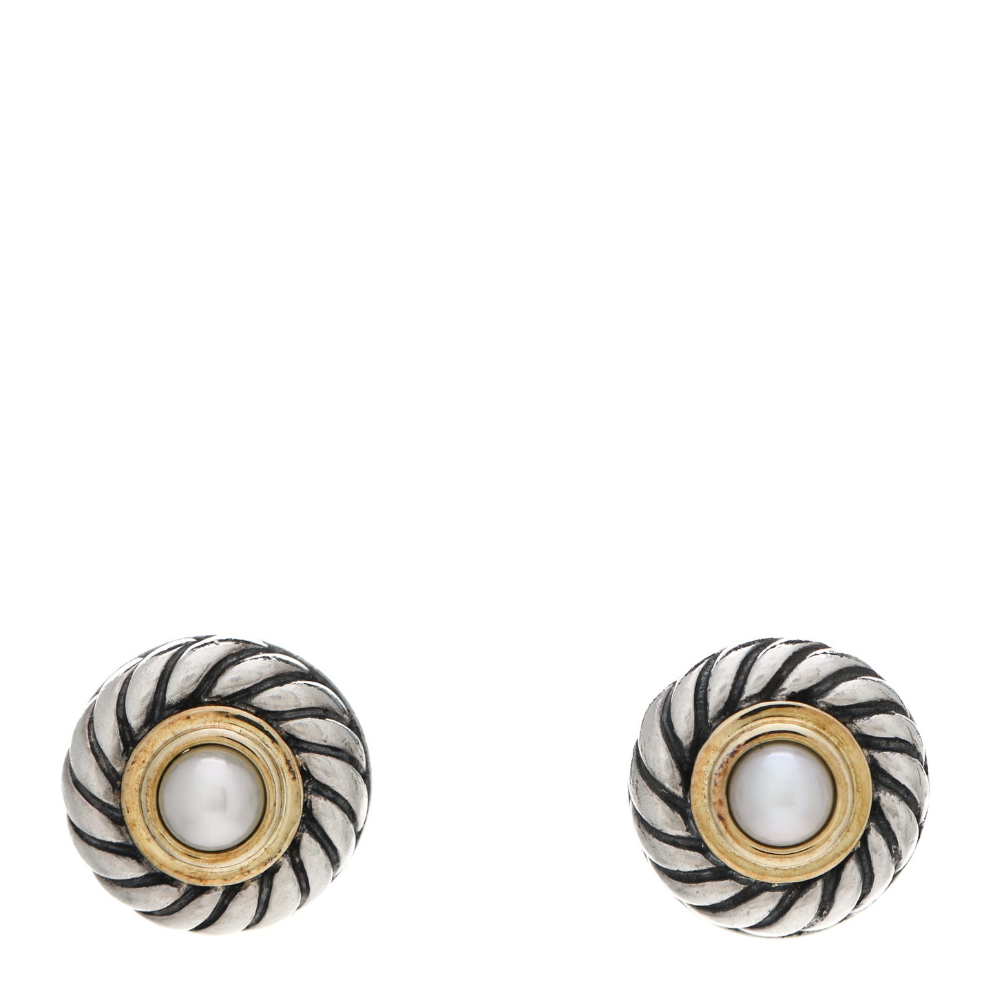 Sterling Silver 14K Yellow Gold Pearl Cookie Earrings