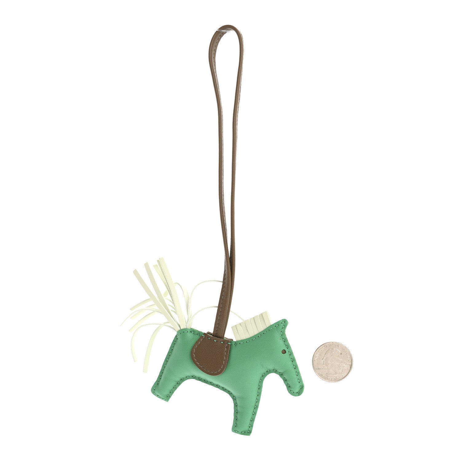 Hermes Milo Lambskin Grigri Rodeo Horse Bag Charm PM Menthe Vert Fizz Etoupe 2 of 6