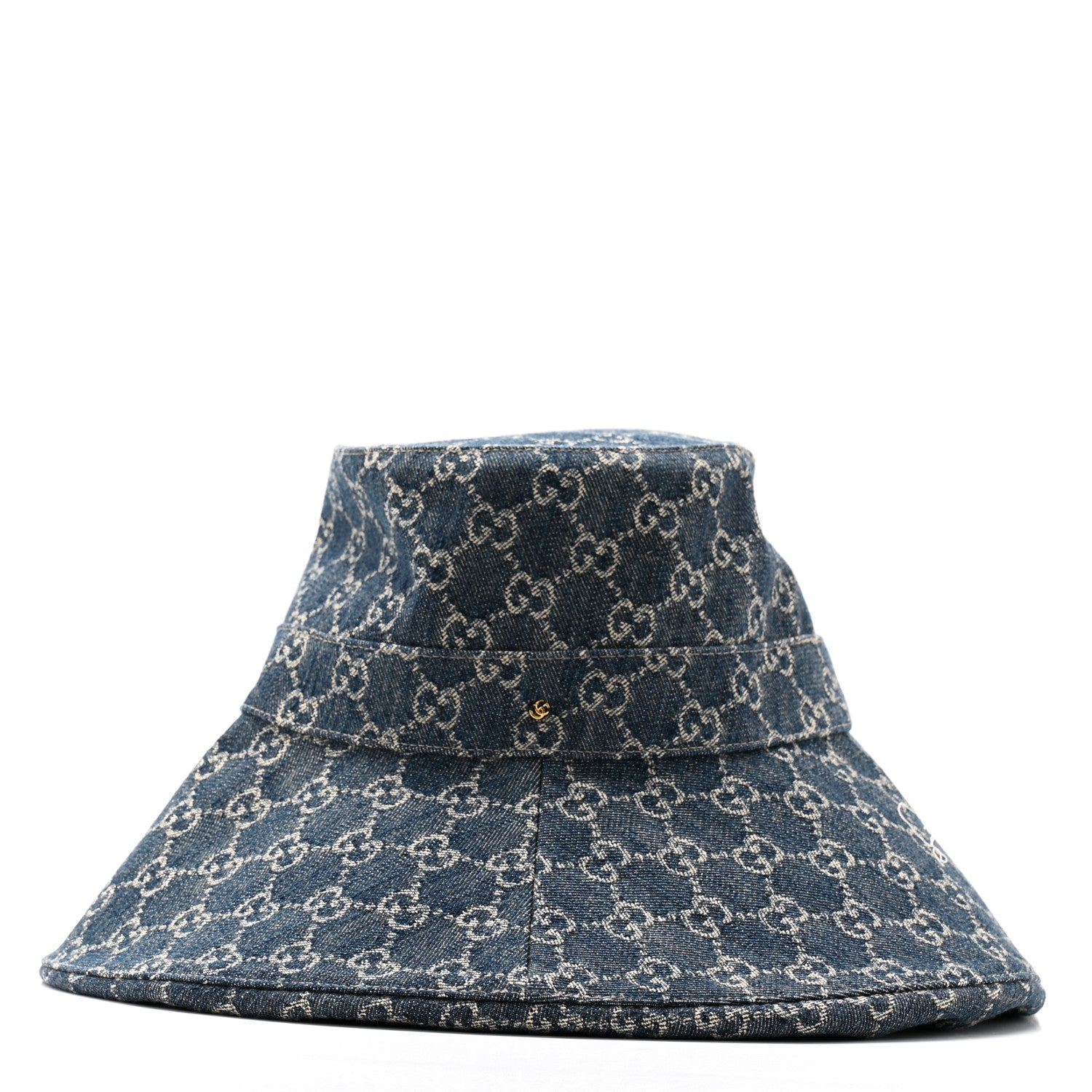 Gucci Denim GG Monogram Brim Hat M Blue Ivory 4 of 9