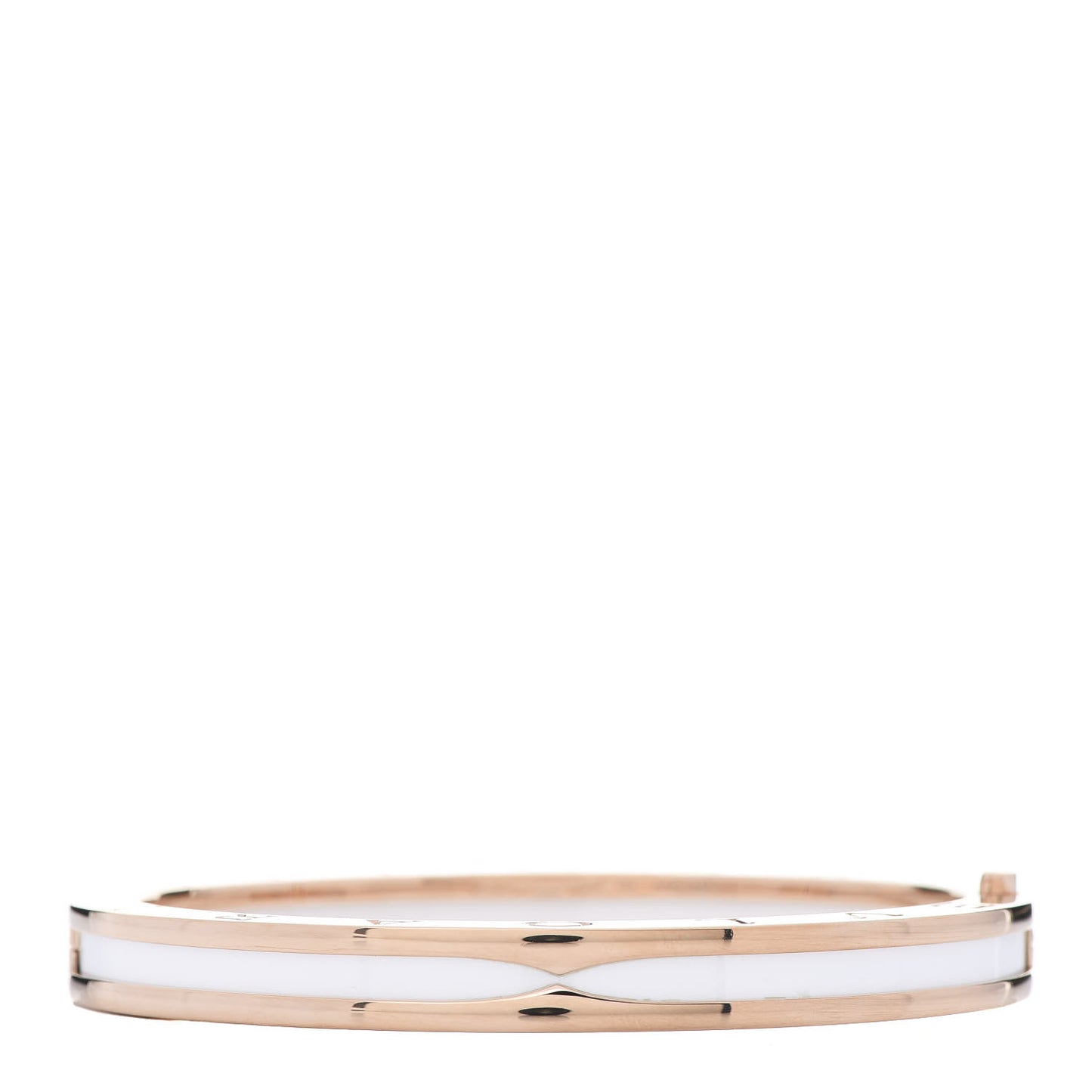 18K Rose Gold White Ceramic B.Zero1 Bangle Bracelet M