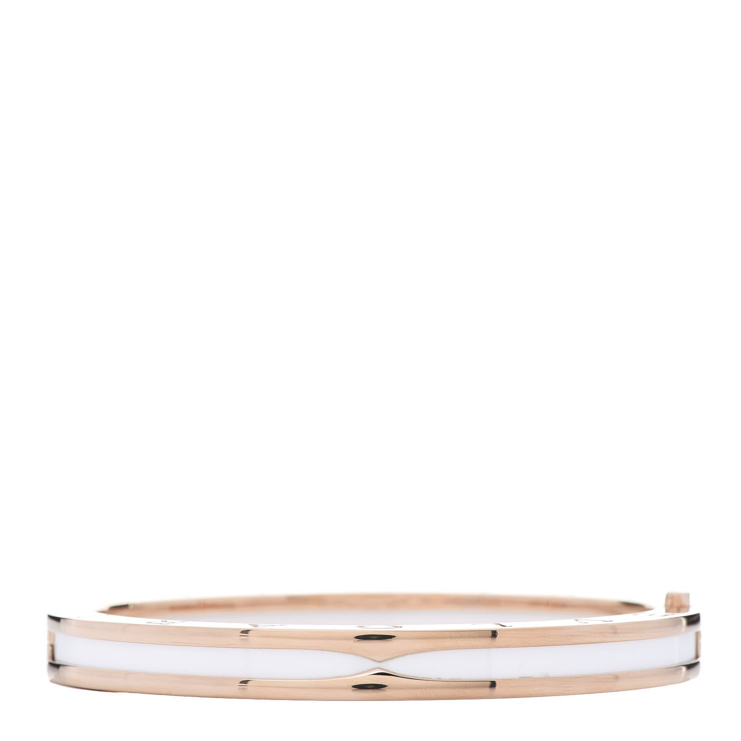 Bulgari 18K Rose Gold White Ceramic B.Zero1 Bangle Bracelet M 1 of 5