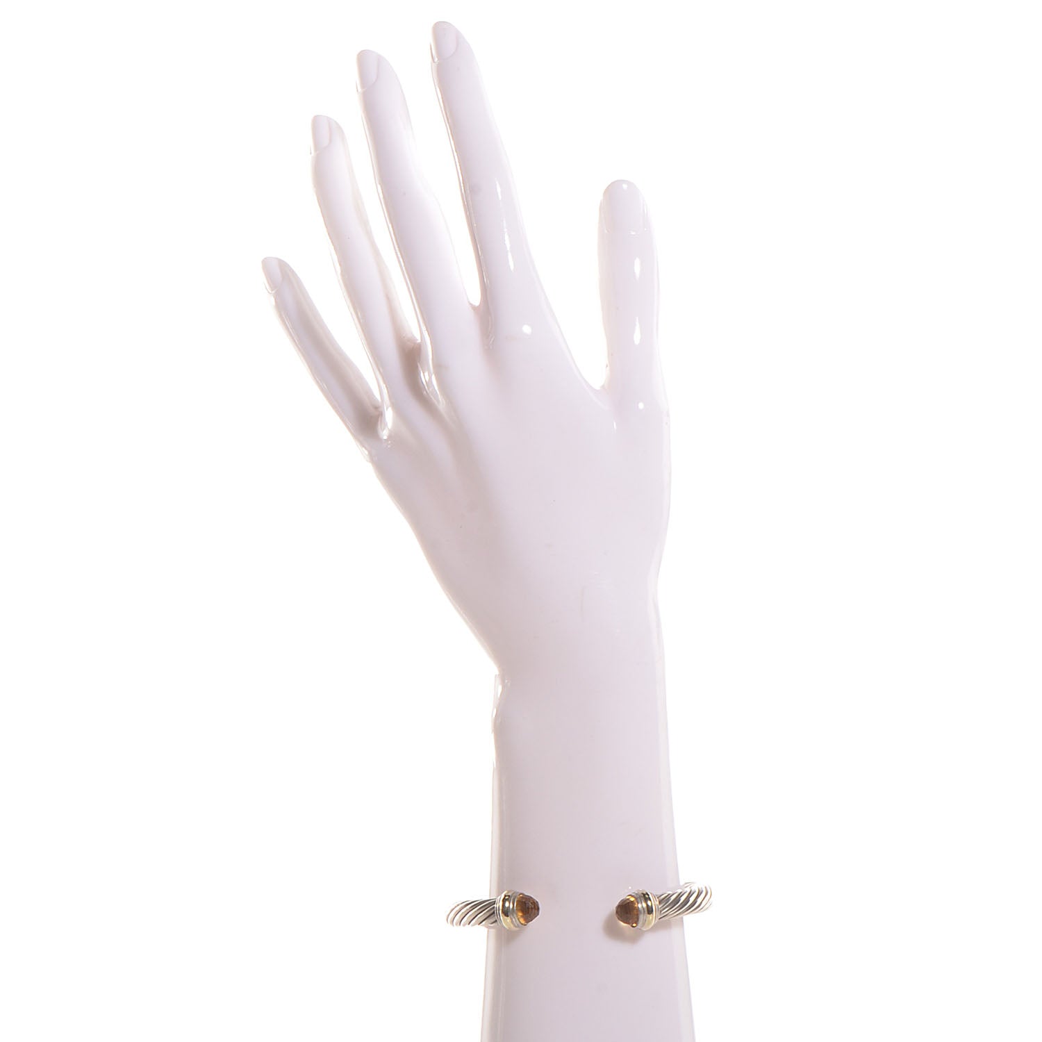 David Yurman Sterling Silver 14K Yellow Gold Citrine 7mm Cable Classics Bracelet 2 of 4
