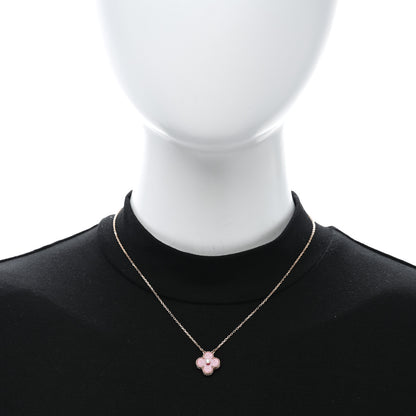 Van Cleef & Arpels 18K Rose Gold Diamond Rhodonite Vintage Alhambra Pendant Necklace 3 of 4