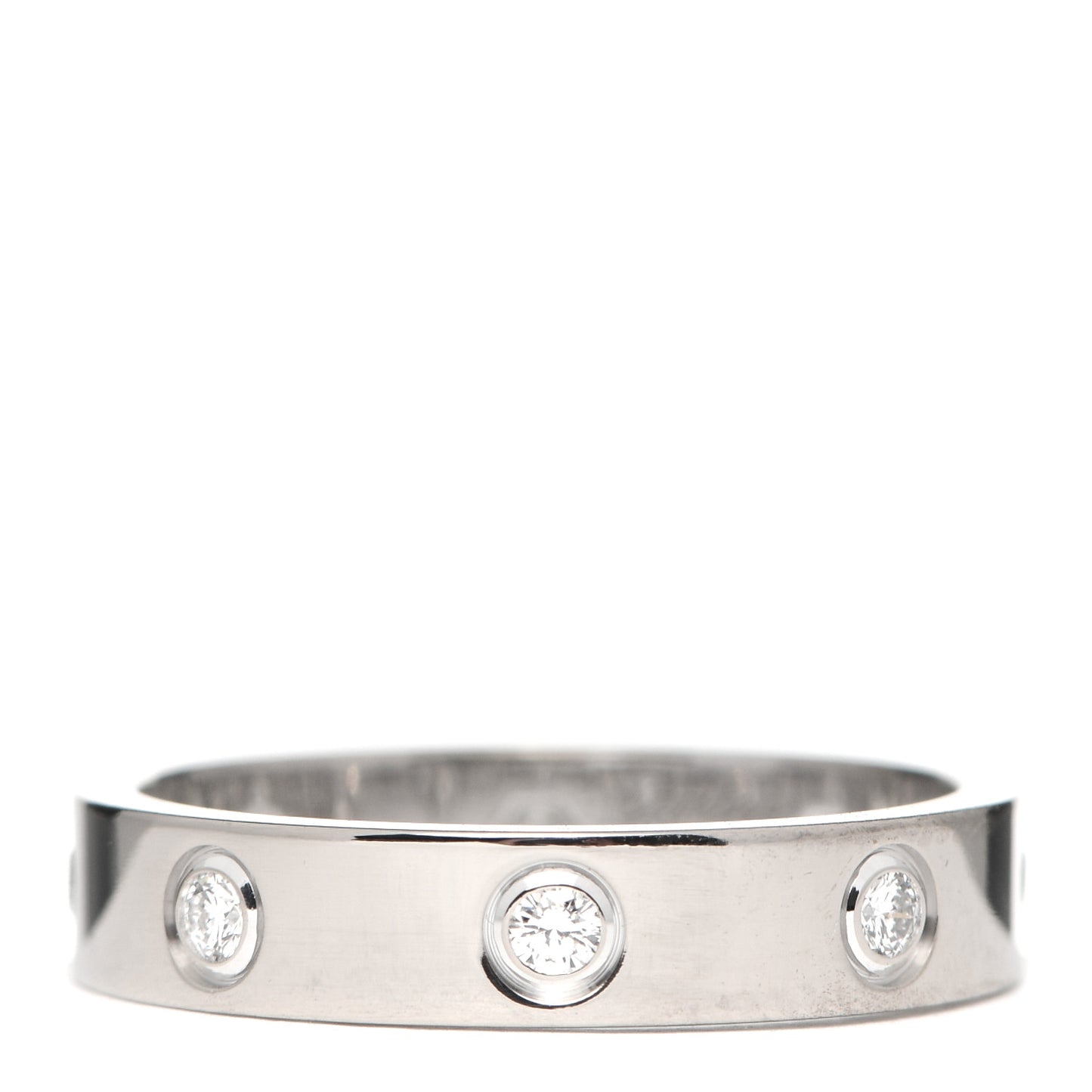 18K White Gold 8 Diamond 4mm Wedding Band LOVE Ring 53 6.25