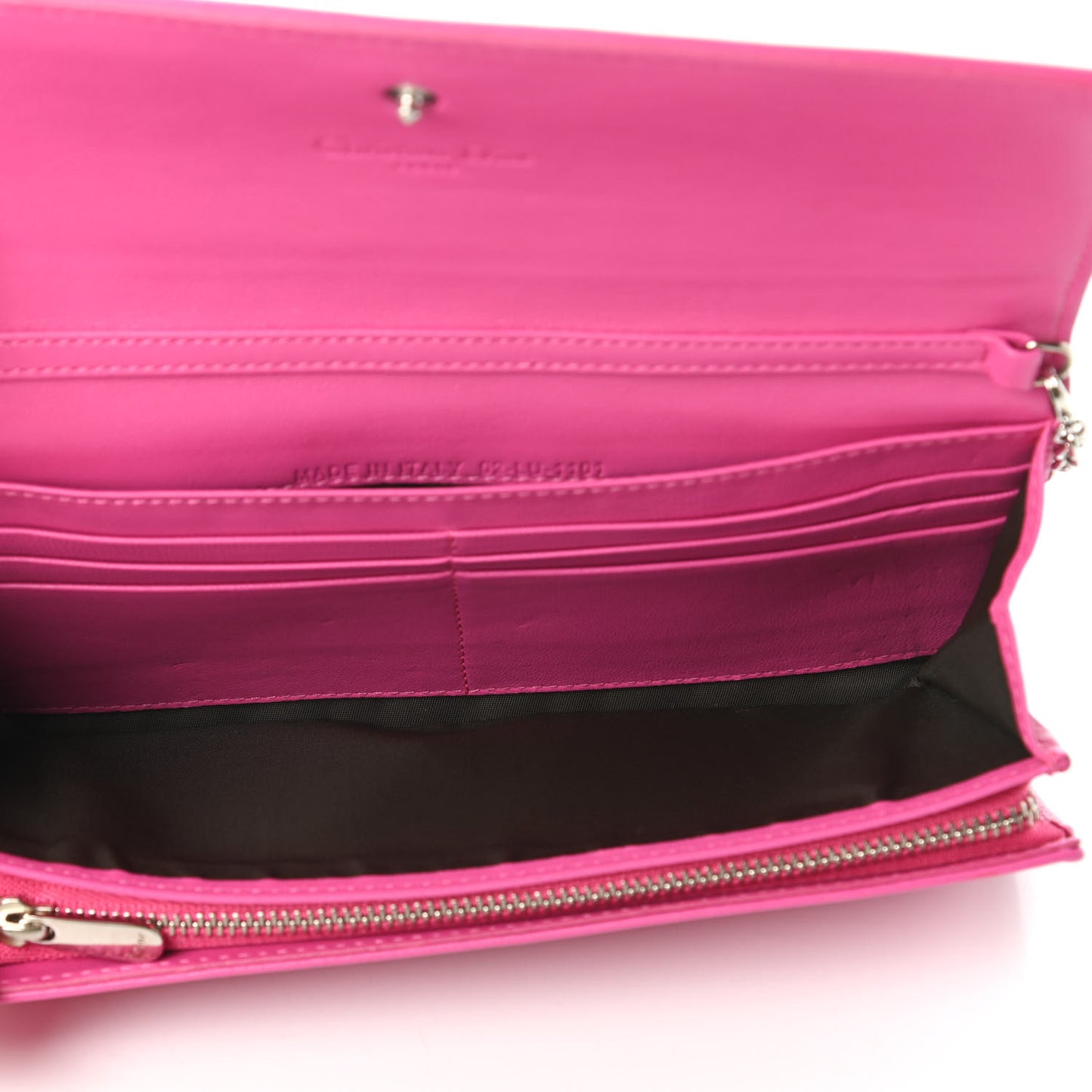 Lambskin Cannage Lady Dior Rendezvous Wallet On Chain Fuchsia
