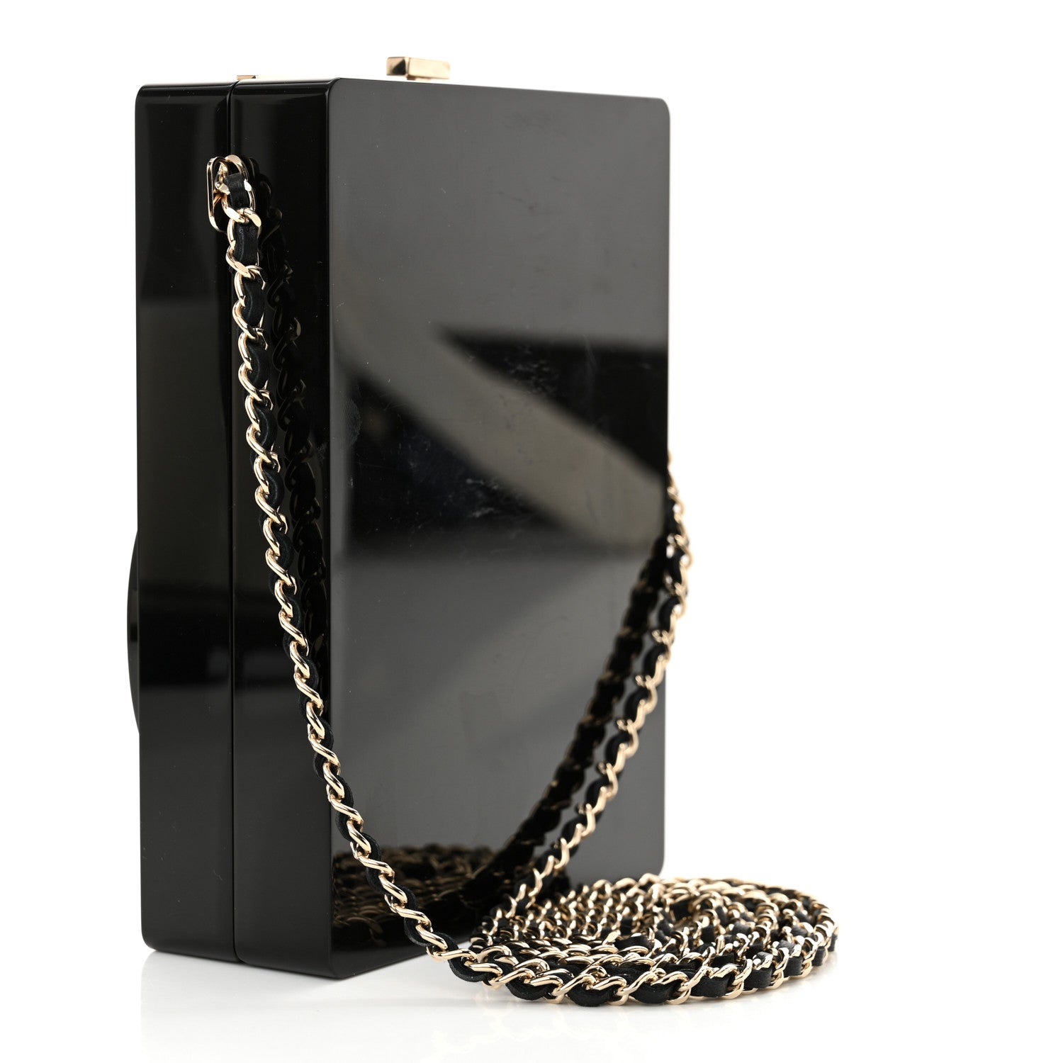 Chanel Plexiglass Strass Mosaic No 5 Minaudiere Clutch Black Gold 3 of 11