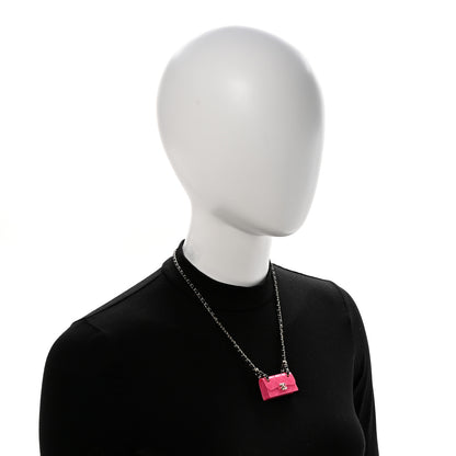 Chanel Metal Resin Lambskin Flap Bag Long Necklace Golden Pink Black 2 of 7