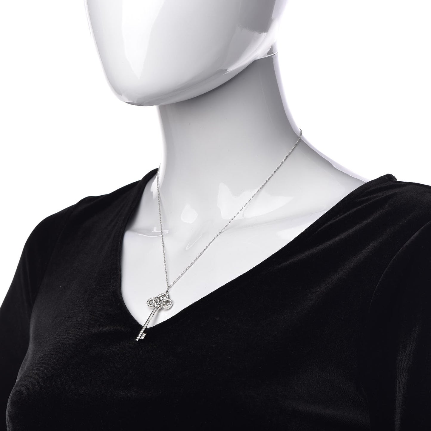 Platinum Diamond .90ct Fleur De Lis Key Pendant Necklace
