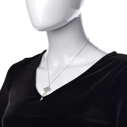 Tiffany Platinum Diamond .90ct Fleur De Lis Key Pendant Necklace 2 of 6