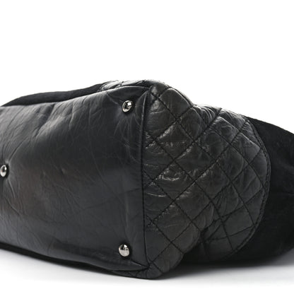 Chanel Aged Calfskin Pony Hair Quilted Miss Pony Drawstring Tote Black 10 of 11