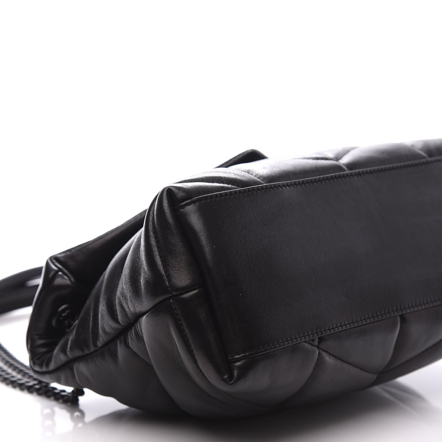 Lambskin Quilted Small Loulou Puffer Monogram Chain Satchel Black