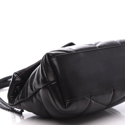 Saint Laurent Lambskin Quilted Small Loulou Puffer Monogram Chain Satchel Black 7 of 10