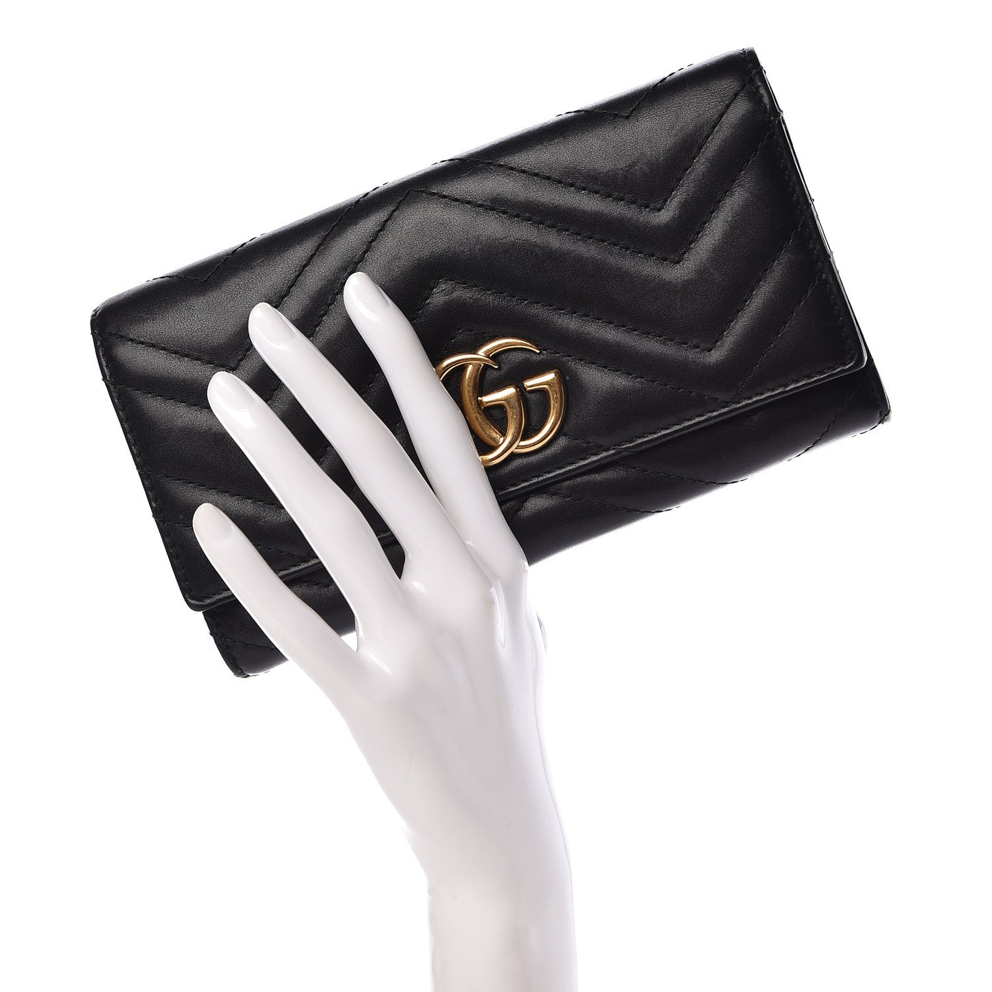 Calfskin Matelasse GG Marmont Continental Wallet Black