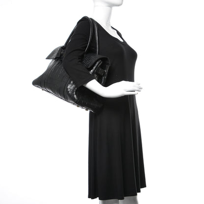 Mulberry Calfskin Crocodile Embossed Bayswater Black 3 of 11