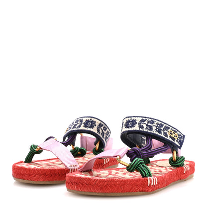 Valentino Garavani Embroidered Jacquard Grosgrain Cord Vg Lake Powell Velcro Espadrille Sandals 37 4 of 9