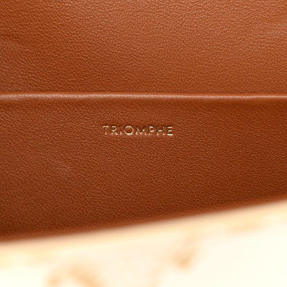 Celine Canvas Calfskin Triomphe Shoulder Bag White 8 of 13