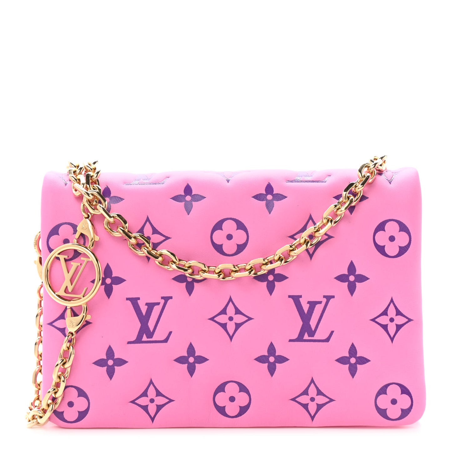 Lambskin Embossed Monogram Vuittamins Pochette Coussin Rose Violet